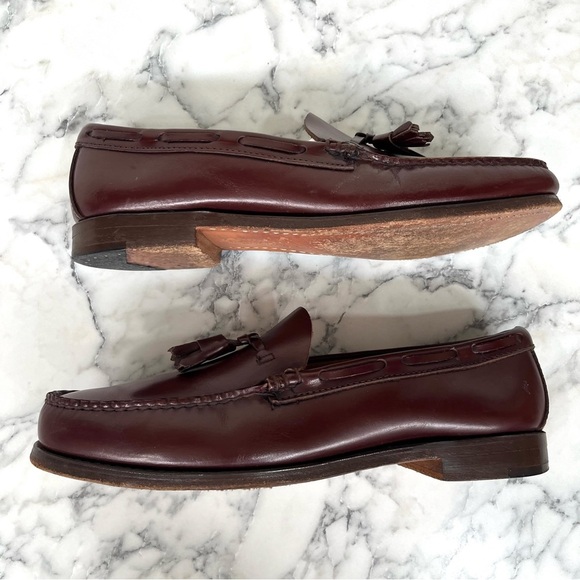 GH Bass Weejuns Classic Brown/Burgandy Leather Tassel Loafers Mens 10 D - Picture 11 of 11